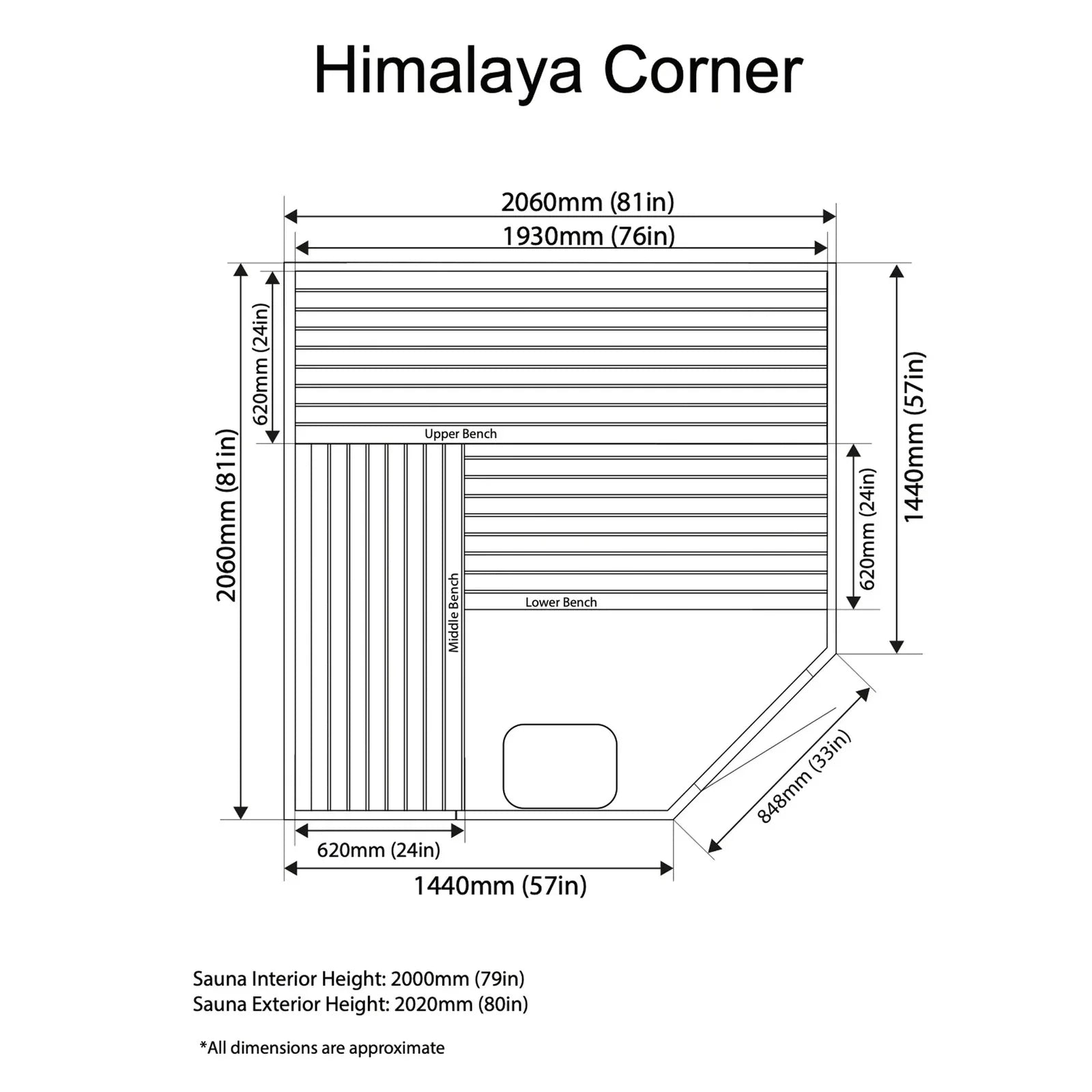 Almost Heaven Himalaya Corner 6-Person Indoor Traditional Sauna