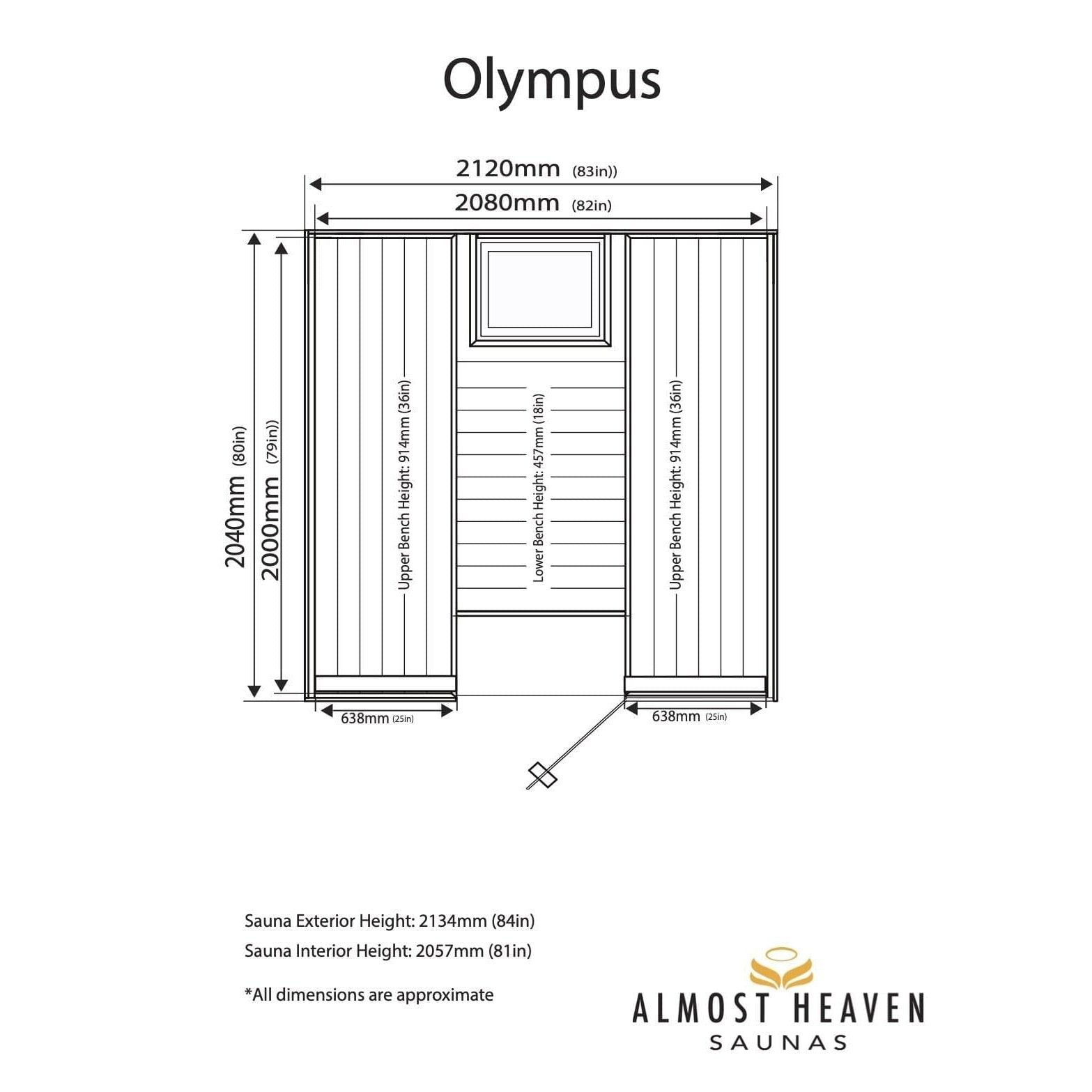 Almost Heaven Olympus 6-8 Person Indoor Traditional Sauna