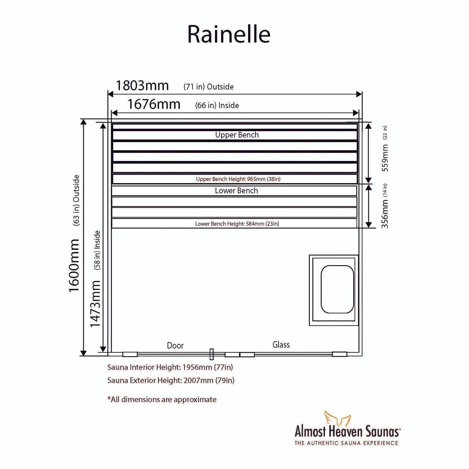 Almost Heaven Rainelle 4-Person Customizable Indoor Sauna