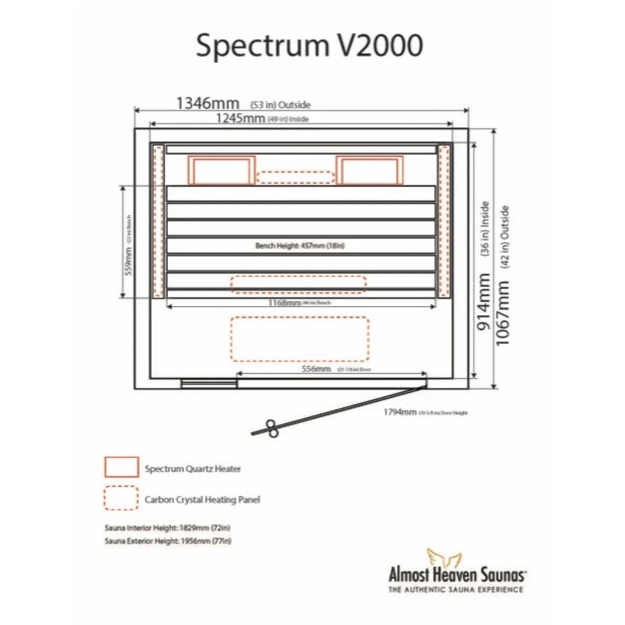Almost Heaven Spectrum 2000 2-Person Infrared Sauna