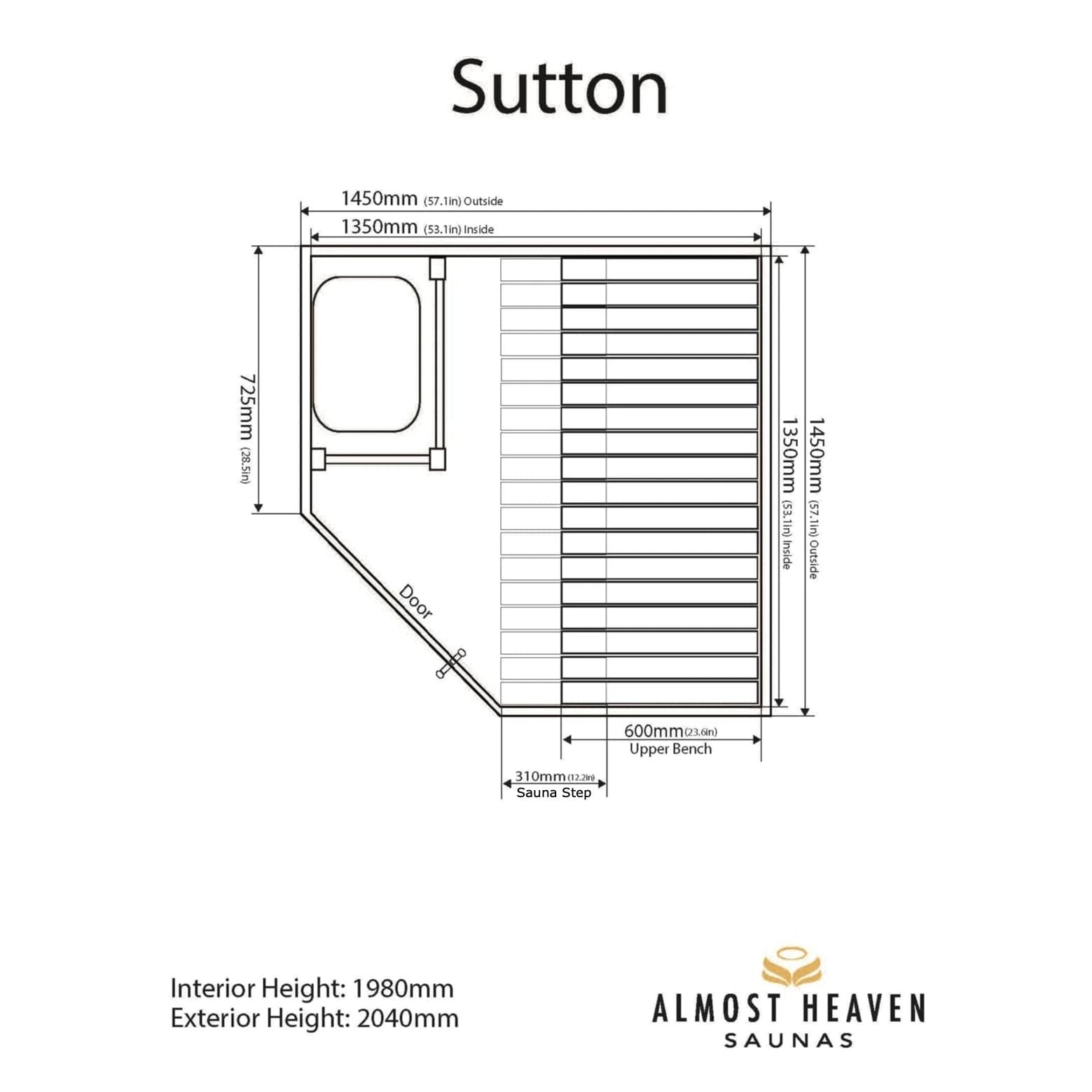 Almost Heaven Sutton 2-Person Indoor Traditional Sauna